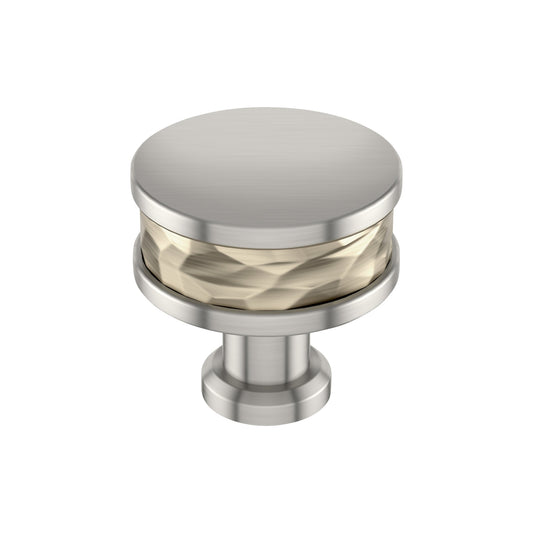 Signature Hardware 954059-114 Lazzara 1-1/4 Inch Hammered Mushroom Cabinet Knob - Golden Champagne/Satin Nickel