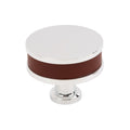 Signature Hardware 954065-112 Lazzara 1-1/2 Inch Brown Leather Mushroom Cabinet Knob Polished Chrome Cabinet Hardware Knobs Mushroom