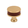 Signature Hardware 954065-114 Lazzara 1-1/4 Inch Brown Leather Mushroom Cabinet Knob Brushed Gold