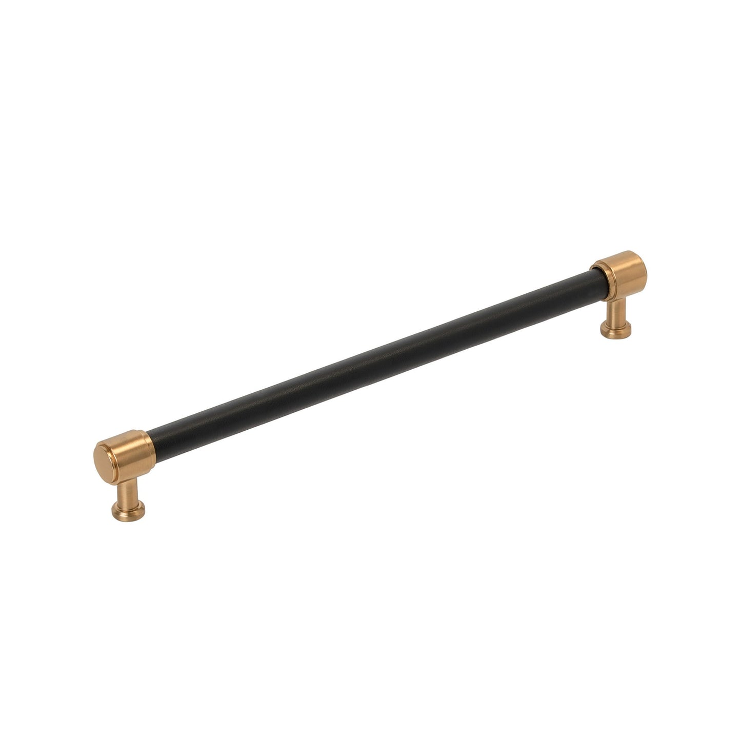 Signature Hardware 954063-O-10116 Lazzara 10-1/16 Inch Center to Center Black Leather Bar Cabinet Pull Brushed Gold