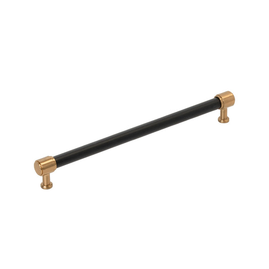 Signature Hardware 954063-O-10116 Lazzara 10-1/16 Inch Center to Center Black Leather Bar Cabinet Pull Brushed Gold
