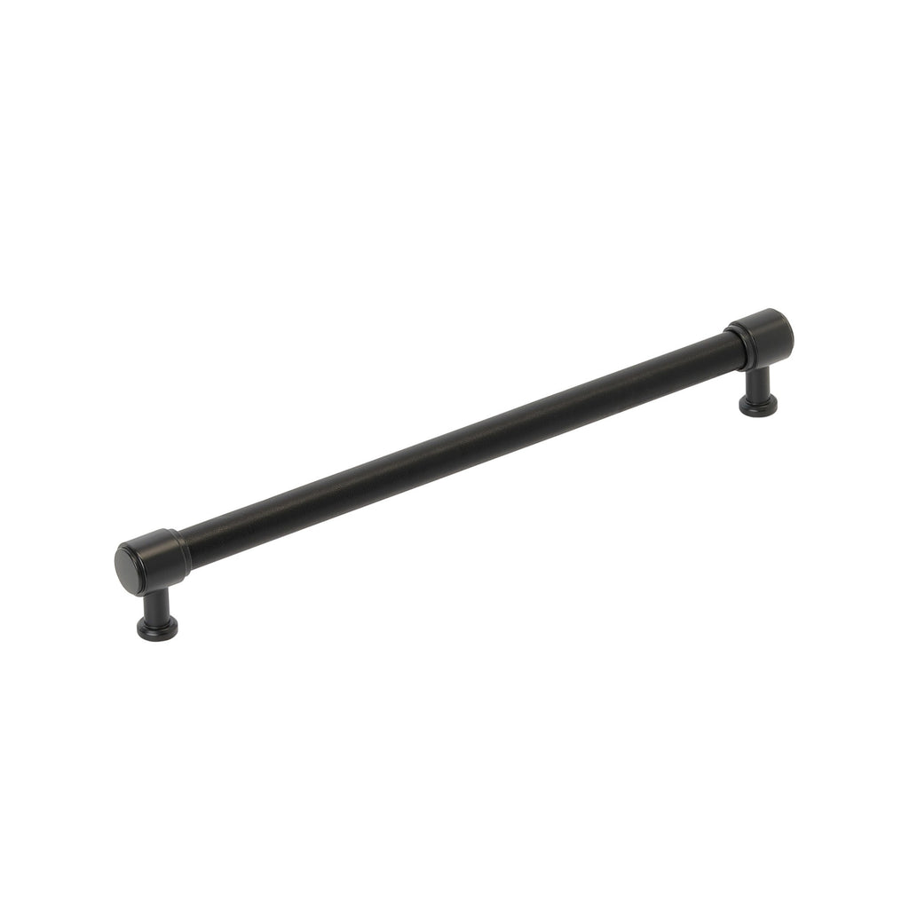 Signature Hardware 954063-O-10116 Lazzara 10-1/16 Inch Center to Center Black Leather Bar Cabinet Pull Matte Black