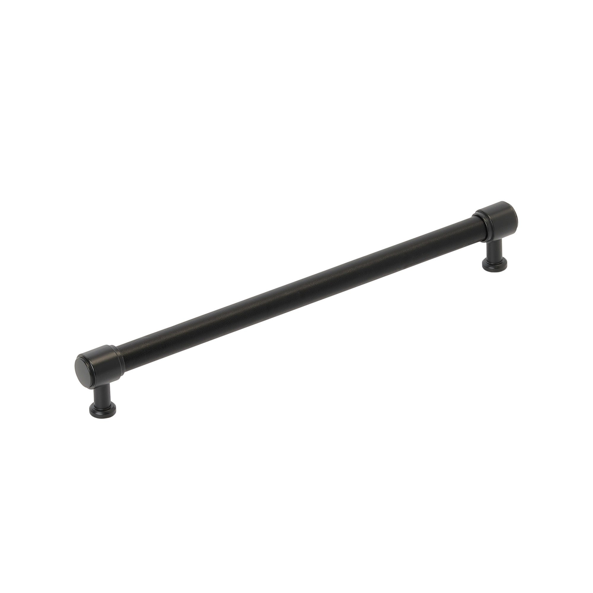 Signature Hardware 954063-O-10116 Lazzara 10-1/16 Inch Center to Center Black Leather Bar Cabinet Pull Matte Black