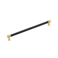 Signature Hardware 954063-O-1258 Lazzara 12-5/8 Inch Center to Center Black Leather Bar Cabinet Pull Champagne Bronze