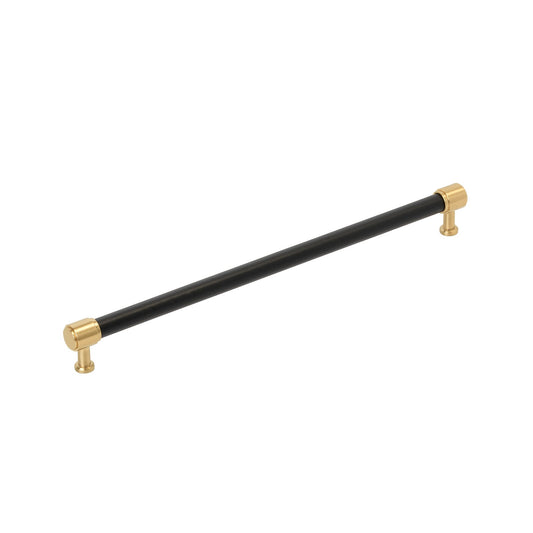 Signature Hardware 954063-O-1258 Lazzara 12-5/8 Inch Center to Center Black Leather Bar Cabinet Pull Champagne Bronze