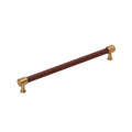 Signature Hardware 954066-O-10116 Lazzara 10-1/16 Inch Center to Center Brown Leather Bar Cabinet Pull - Brushed Gold