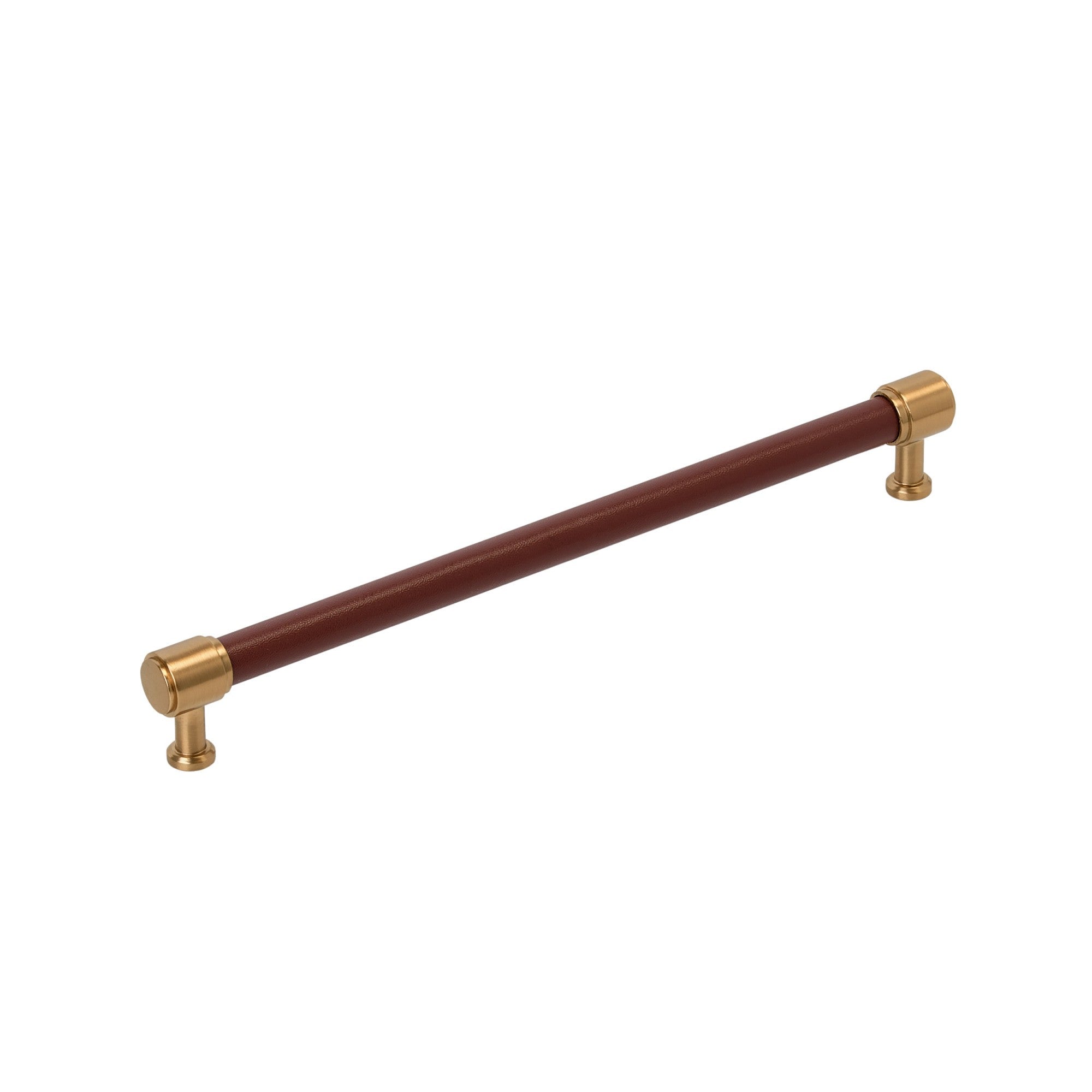 Signature Hardware 954066-O-10116 Lazzara 10-1/16 Inch Center to Center Brown Leather Bar Cabinet Pull - Brushed Gold