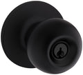 Kwikset SK5000RG Regina Single Cylinder Keyed Entry Door Knob Set with Round Rose from the Safe Lock Collection Matte Black Door Hardware Door Knobs