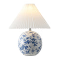 JONATHAN Y 19.5" White/Blue Shishen Chinoiserie Ceramic Table Lamp, Traditional Hand-Painted Floral Cottage Lamp with White Pleated Linen Shade, LED Bulb Included (JYL5056B)