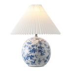 JONATHAN Y 19.5" White/Blue Shishen Chinoiserie Ceramic Table Lamp, Traditional Hand-Painted Floral Cottage Lamp with White Pleated Linen Shade, LED Bulb Included (JYL5056B)
