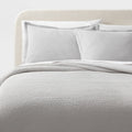 King Washed Waffle Weave Duvet Cover and Sham Set Light Gray - Threshold - *Bedding