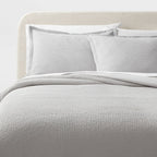 King Washed Waffle Weave Duvet Cover and Sham Set Light Gray - Threshold - *Bedding