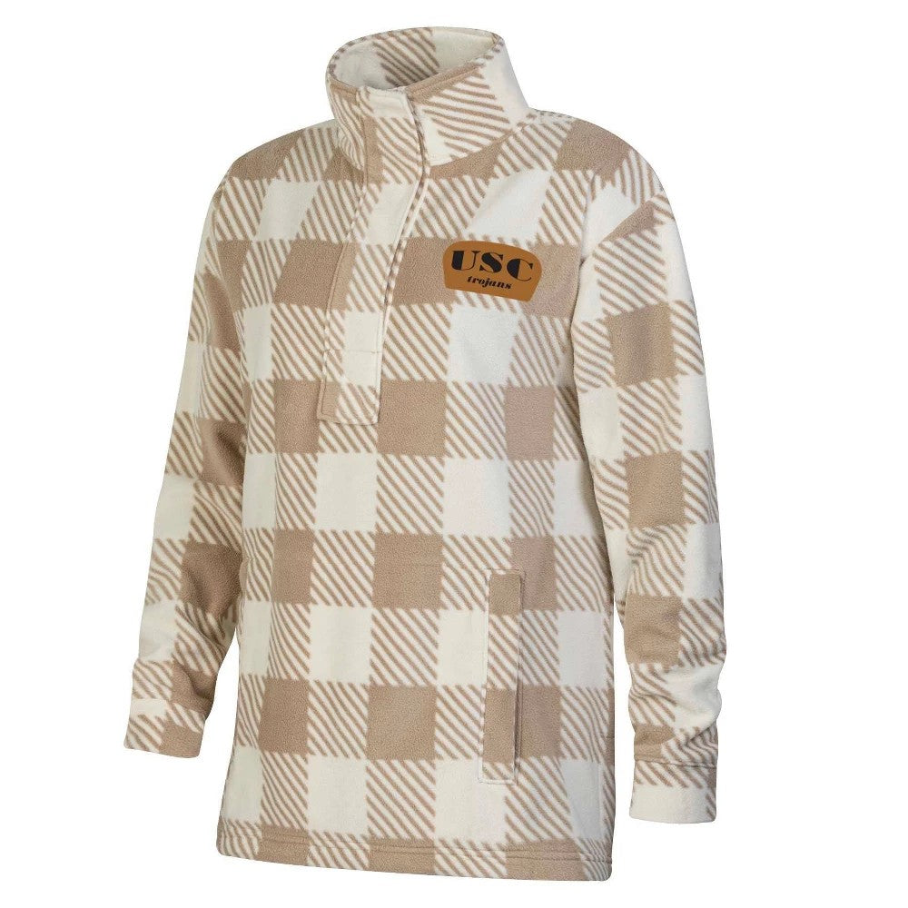NCAA USC Trojans Women's Buffalo Checkered 1/4 Zip Sweatshirt - M