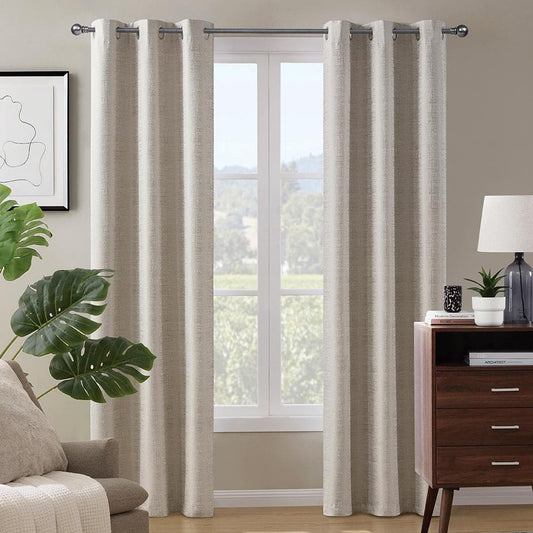 Pair Paloma Natural 38 in. W X 63 in. L Grommet 100% Blackout Curtain