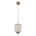 3-Light Brown Vintage Antler Shaded Pendant Light with Glass Shade and Adjustable Height, No Bulbs Included