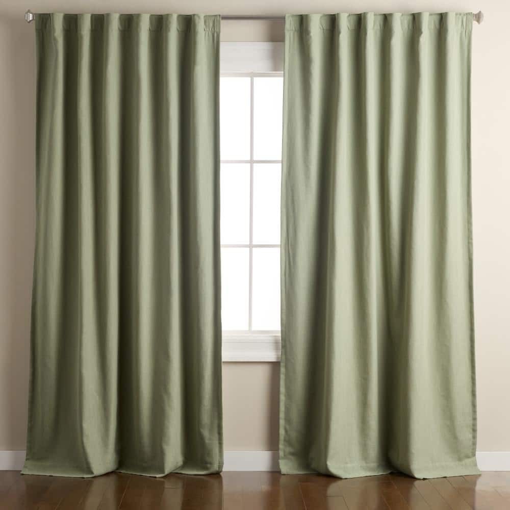 Town & Country 2-Pack Davos Solid Linen Texture Blackout Window Curtains, Sage Green
