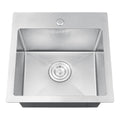 Attop Handmade Stainless Steel 18 in. Single Bowl Top Mount Scratch-Resistant Nano Drop-in Kitchen Sink with Strainer
