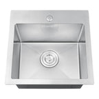 Attop Handmade Stainless Steel 18 in. Single Bowl Top Mount Scratch-Resistant Nano Drop-in Kitchen Sink with Strainer