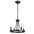 ADSENSTY 4-Light Black Modern Adjustable Height Light Fixture Wagon Wheel Chandelier