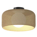Emiko 15 in. 1 Light Black and Rattan 5CCT Integrated Selectable LED Flush Mount Ceiling Light