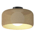 Emiko 15 in. 1 Light Black and Rattan 5CCT Integrated Selectable LED Flush Mount Ceiling Light