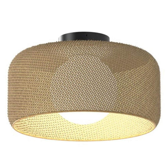 Emiko 15 in. 1 Light Black and Rattan 5CCT Integrated Selectable LED Flush Mount Ceiling Light