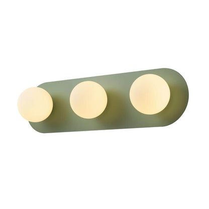 Addae 24.8 in. 3-Light Modern Rectangular Green Bathroom Vanity Light Frosted Opal Glass Globe Bubble Wall Light