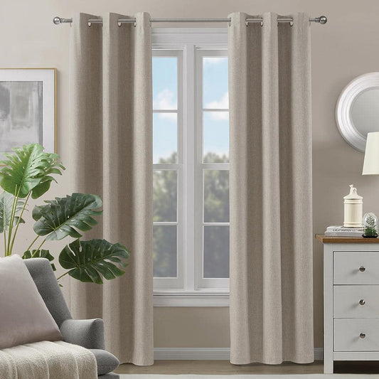 Pair Fairfax Natural 38 in. W X 95 in. L Grommet 100% Blackout Curtains