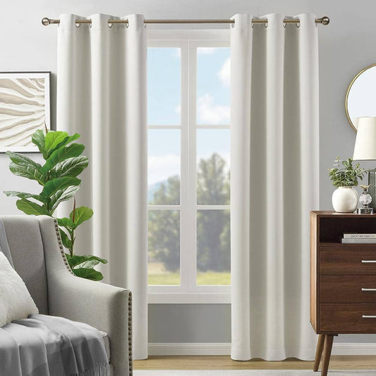 Pair Alona Ivory 38 in. W X 84 in. L Grommet Blackout Curtain