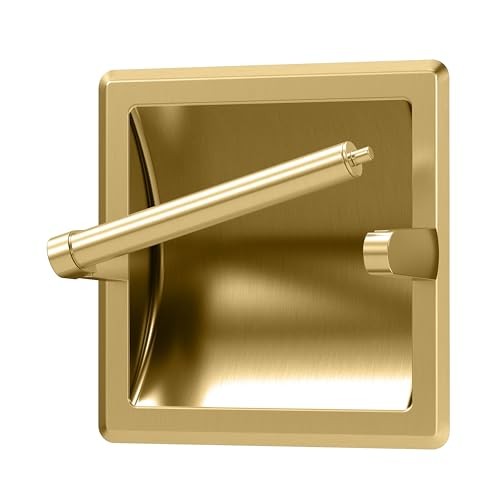 Gatco 750 Recessed Pivoting Toilet Paper Holder Brushed Brass Bathroom