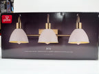 Globe Ivy 24 in. 3-Light Matte Brass Vanity Light with Matte White Metal Shades Vanity Light