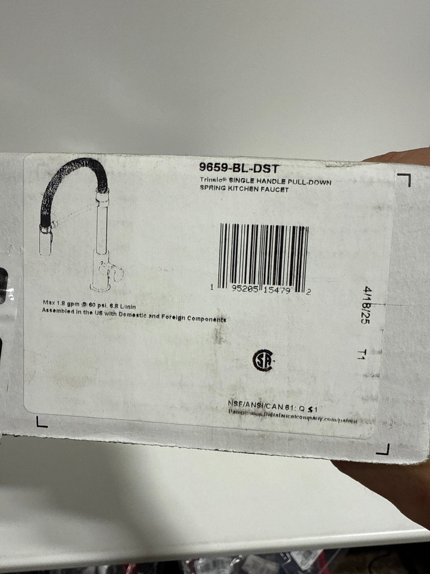 Delta 9659-DST Trinsic 1.8 GPM Single Hole Pre-Rinse Pull Down Kitchen Faucet Matte Black