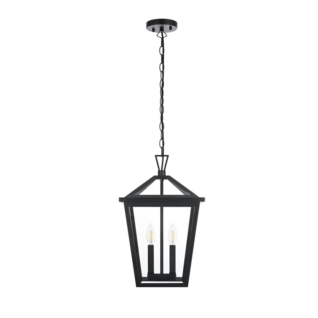 Elegant Lighting OD334H19 Frankford 2 Light 12" Wide Outdoor Pendant Black