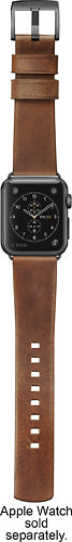 Nomad - Modern Leather Watch Strap for Apple Watch 42mm and 44mm - Brown with black lugs - *Headphones & Tech