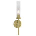 AFX HNTS0518MB Huntington 18" Tall Bathroom Sconce with Ribbed Glass Shade Light Antique Brass Indoor Lighting Bathroom Fixtures Bathroom Sconce