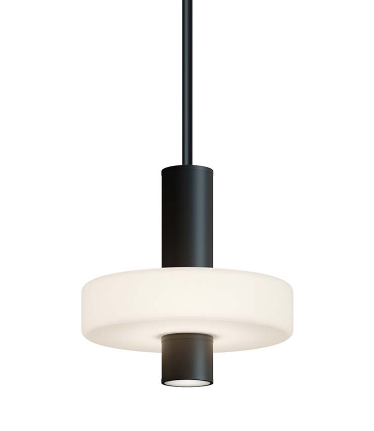 Sydney 21-Watt 1 Light Black Shaded Integrated LED Pendant Light with Frosted Glass Shade