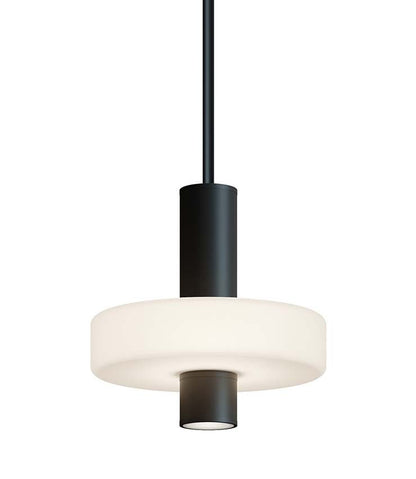 Sydney 21-Watt 1 Light Black Shaded Integrated LED Pendant Light with Frosted Glass Shade