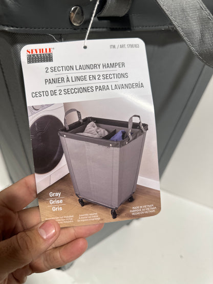Missing Wheel Seville 2 Section Laundry Hamper