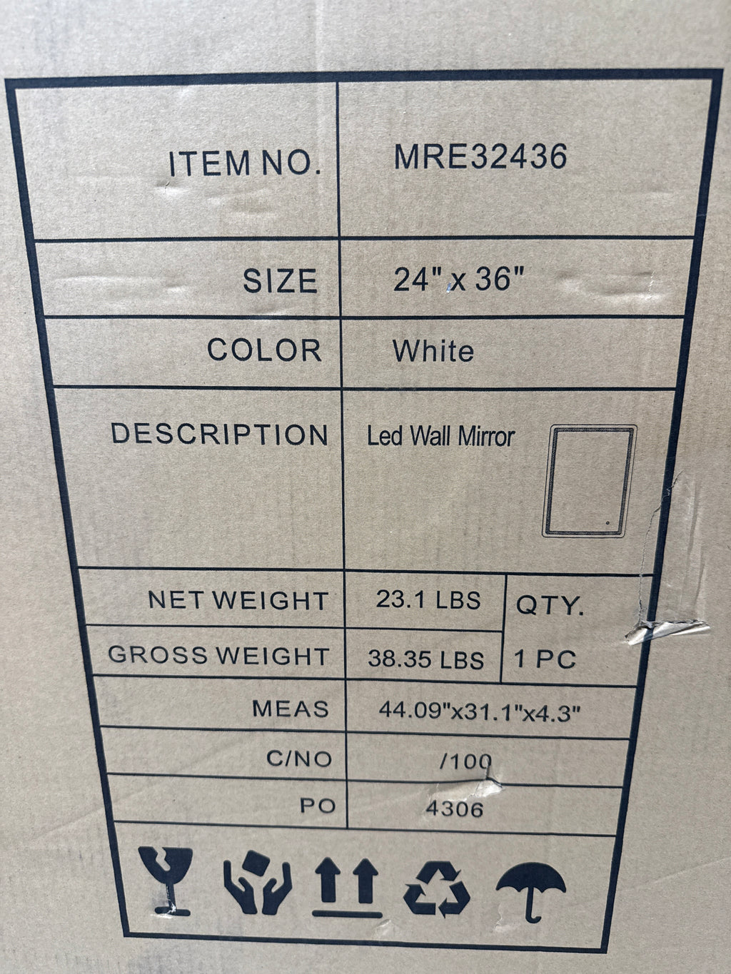 Elegant Decor Genesis 36x24 Rectangle Modern Aluminum LED Mirror in Silver - *Home Decor & Curtains