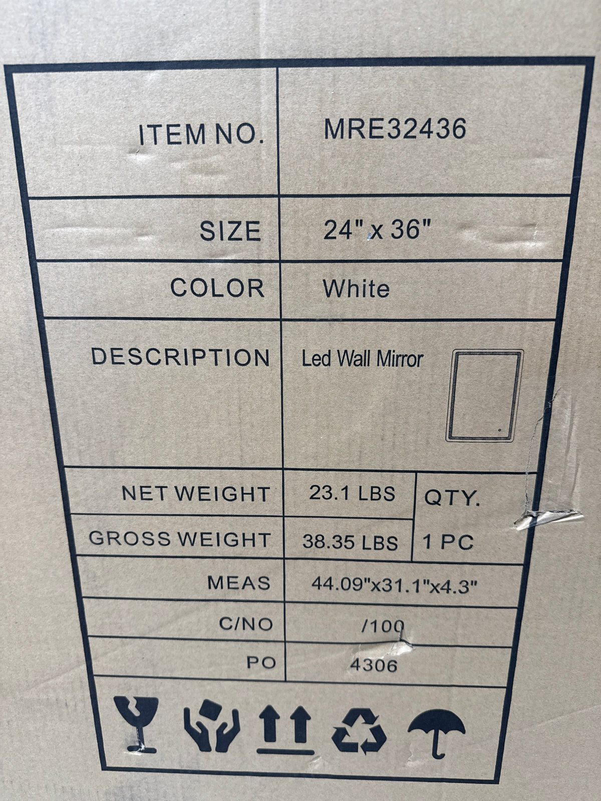 Elegant Decor Genesis 36x24 Rectangle Modern Aluminum LED Mirror in Silver - *Home Decor & Curtains
