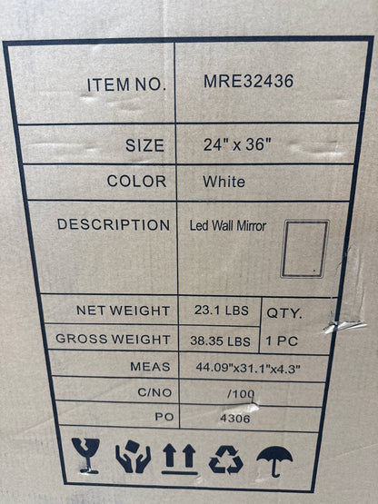 Elegant Decor Genesis 36x24 Rectangle Modern Aluminum LED Mirror in Silver