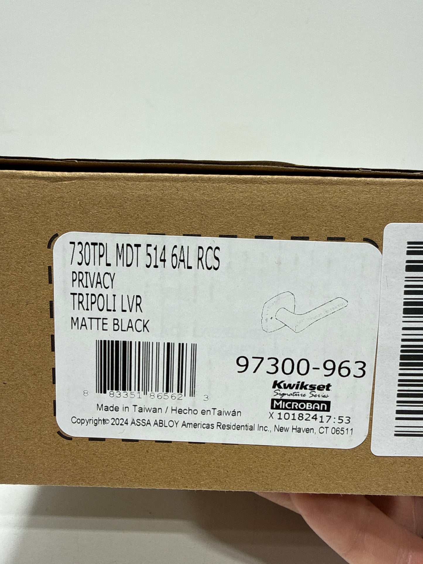 Tripoli Matte Black Privacy Bed/Bath Door Handle with Soft Modern Rose