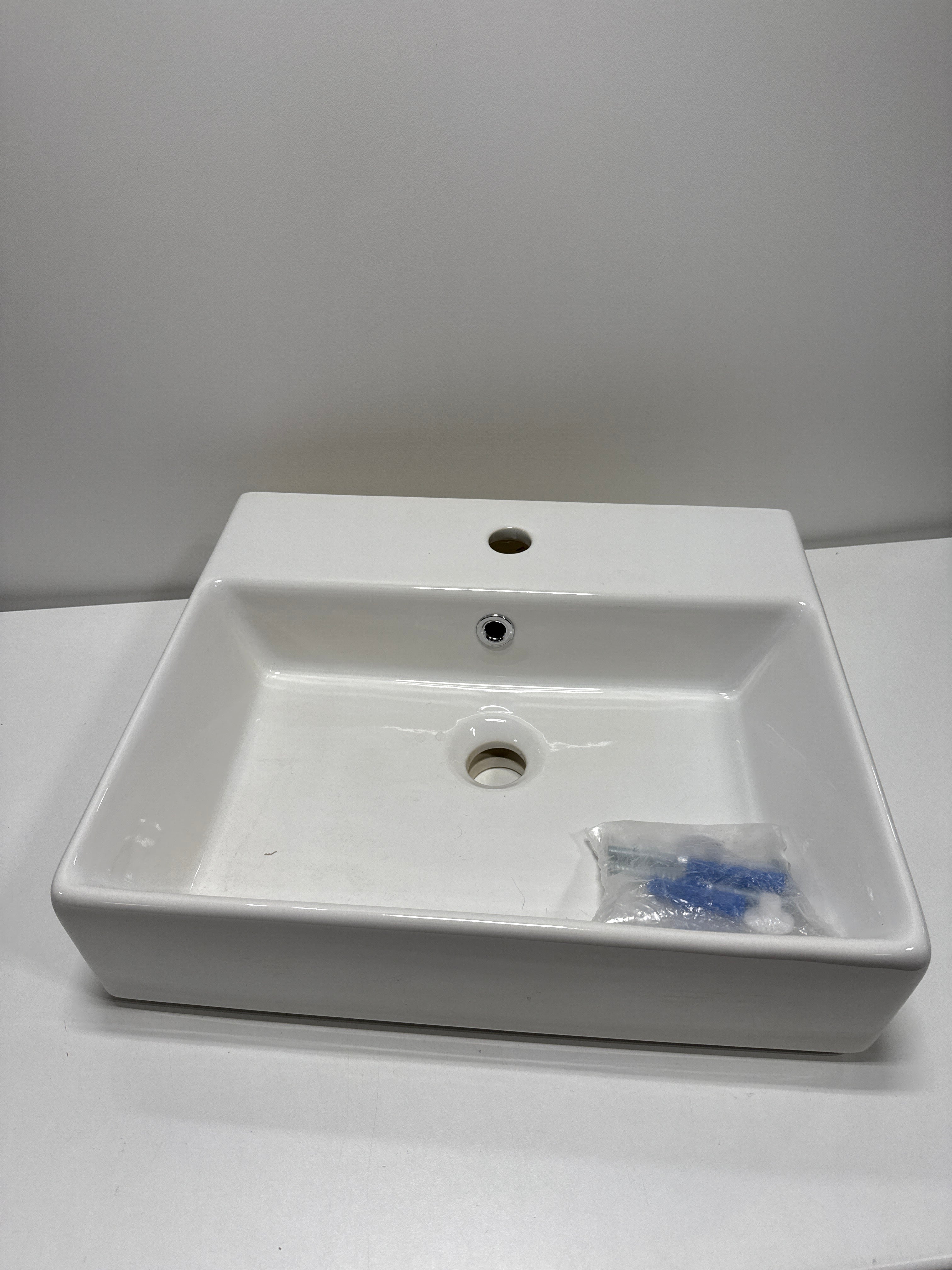 WS Bath Collections Quattro 50.01 Ceramic Above Counter/Wall Mount Rectangular Bathroom Sink, 19.5'' L x 16.5'' W x 5.5'' H, White