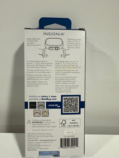 Insignia™ - Stainless Steel Link Band for Apple Watch 44mm, 45mm, 46mm Series 10, and Apple Watch Ultra 49mm (All Series) - Black