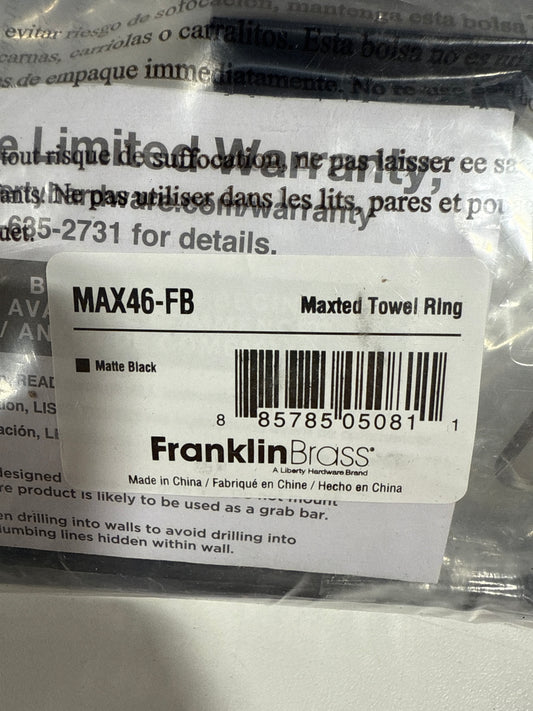 4 x Franklin Brass MAX46 Maxted 7-7/8" Wall Mounted Towel Ring Matte Black