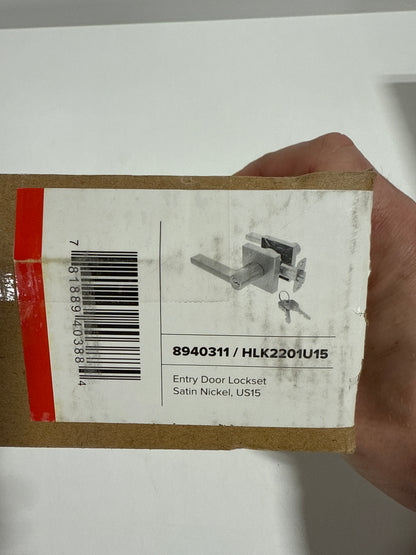 Miseno MLK1022 Lorton Flat Bar Single Cylinder Keyed Entry Door Lever Set Satin Nickel