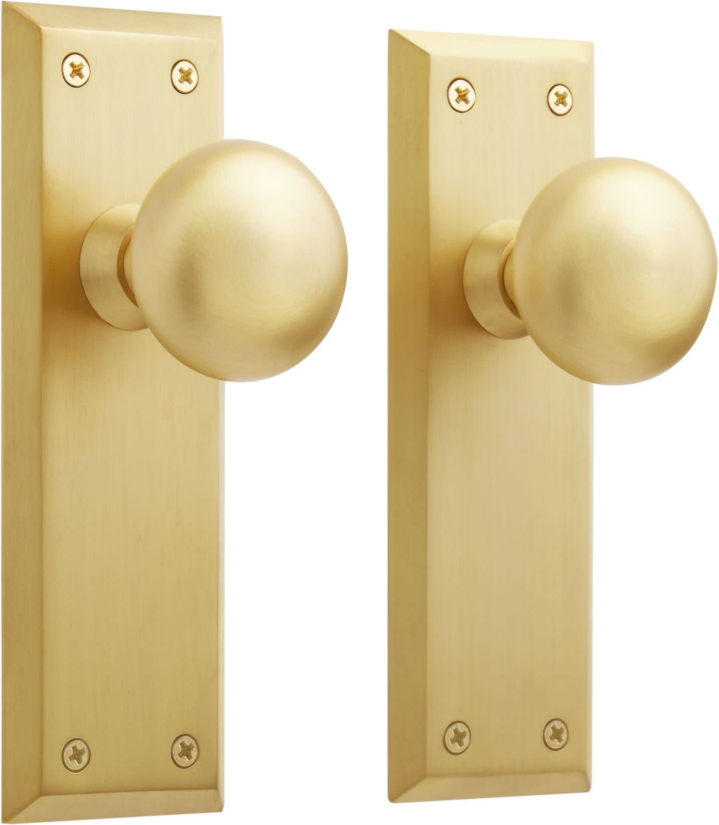 Signature Hardware 953546-DU Hubbard Solid Brass Dummy Set Door Knob Set Satin Brass - *Tools Hardware & Misc