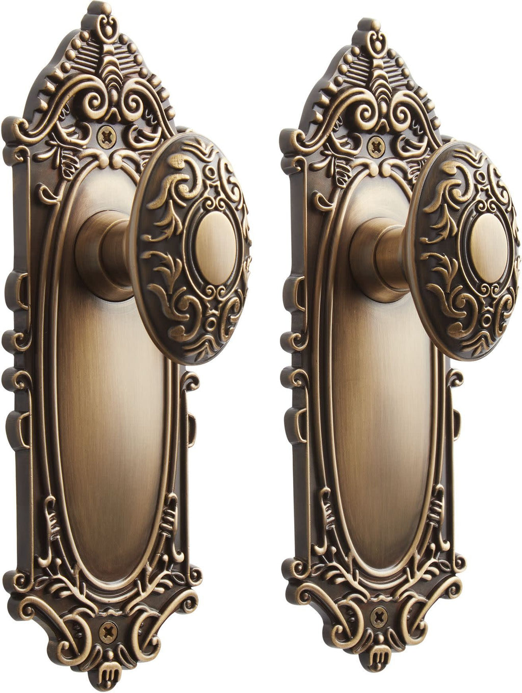 Signature Hardware 953547-DU Valma Solid Brass Dummy Set Door Knob Set Antique Brass
