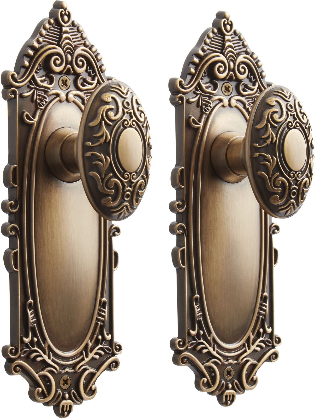 Signature Hardware 953547-DU Valma Solid Brass Dummy Set Door Knob Set Antique Brass