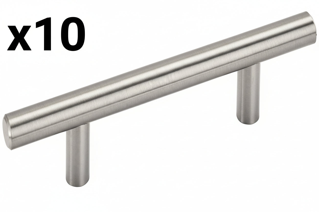10 x Amerock Bar Pulls 3 in. (76mm) Center-to-Center Satin Nickel Bar Cabinet Pull